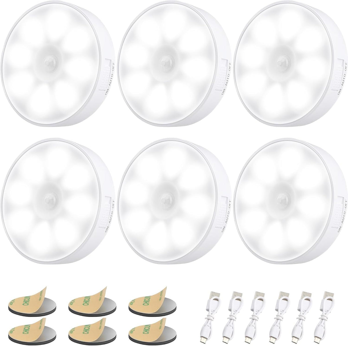 6 Pcs Motion Sensor Light Indoor, Night Light(3000K Warm Yellow 6 Pack) 🌙