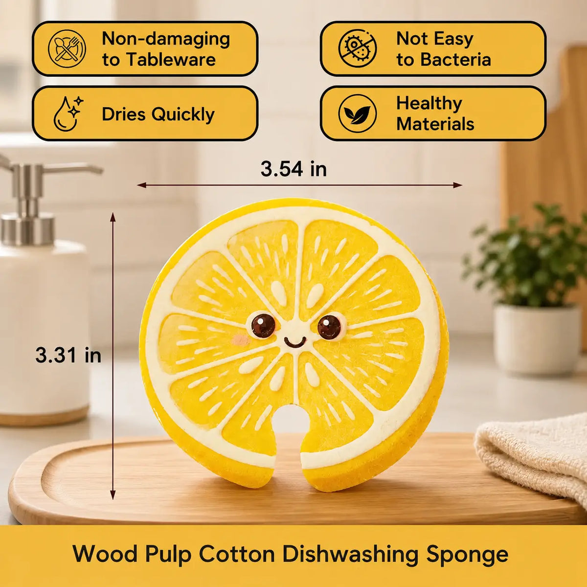 Compressed Cellulose Sponges - 3-Pack Fruit-Shaped Natural Pop-Up Kitchen Sponges🌍