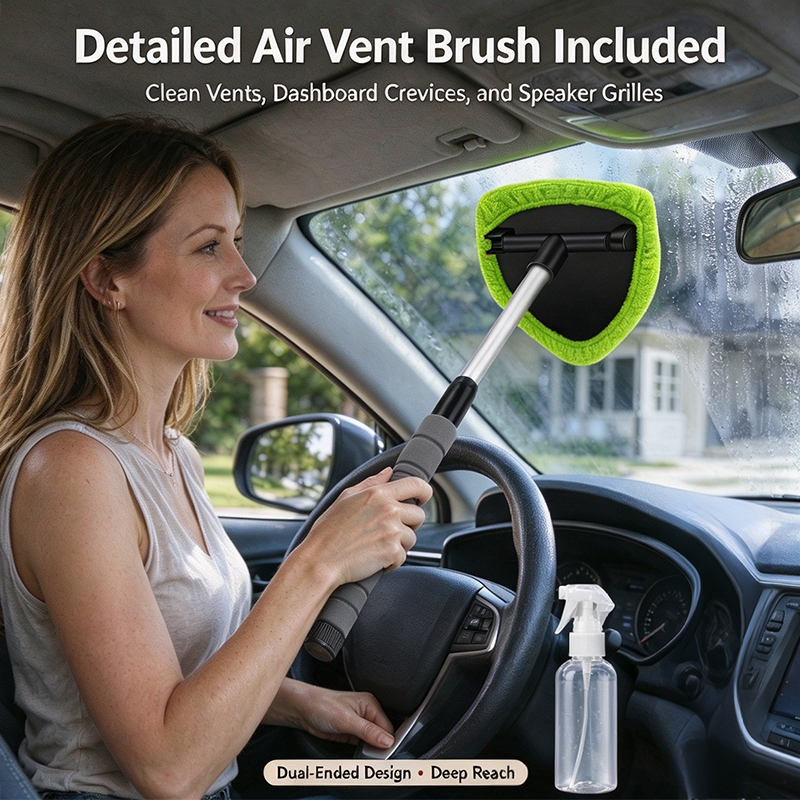 9PCS Car Window Cleaner Kit Extendable Handle Windshield Cleaning Tool🪟