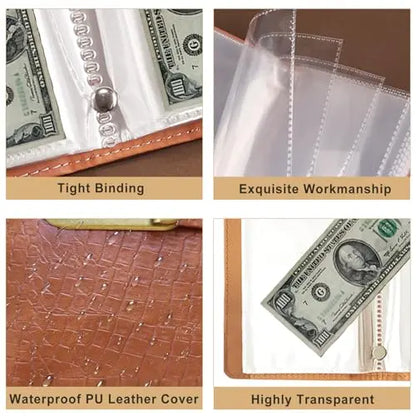 Transparent-Pocket Currency Collectors Album, Top-Grade PU Leather, Password Lock💵