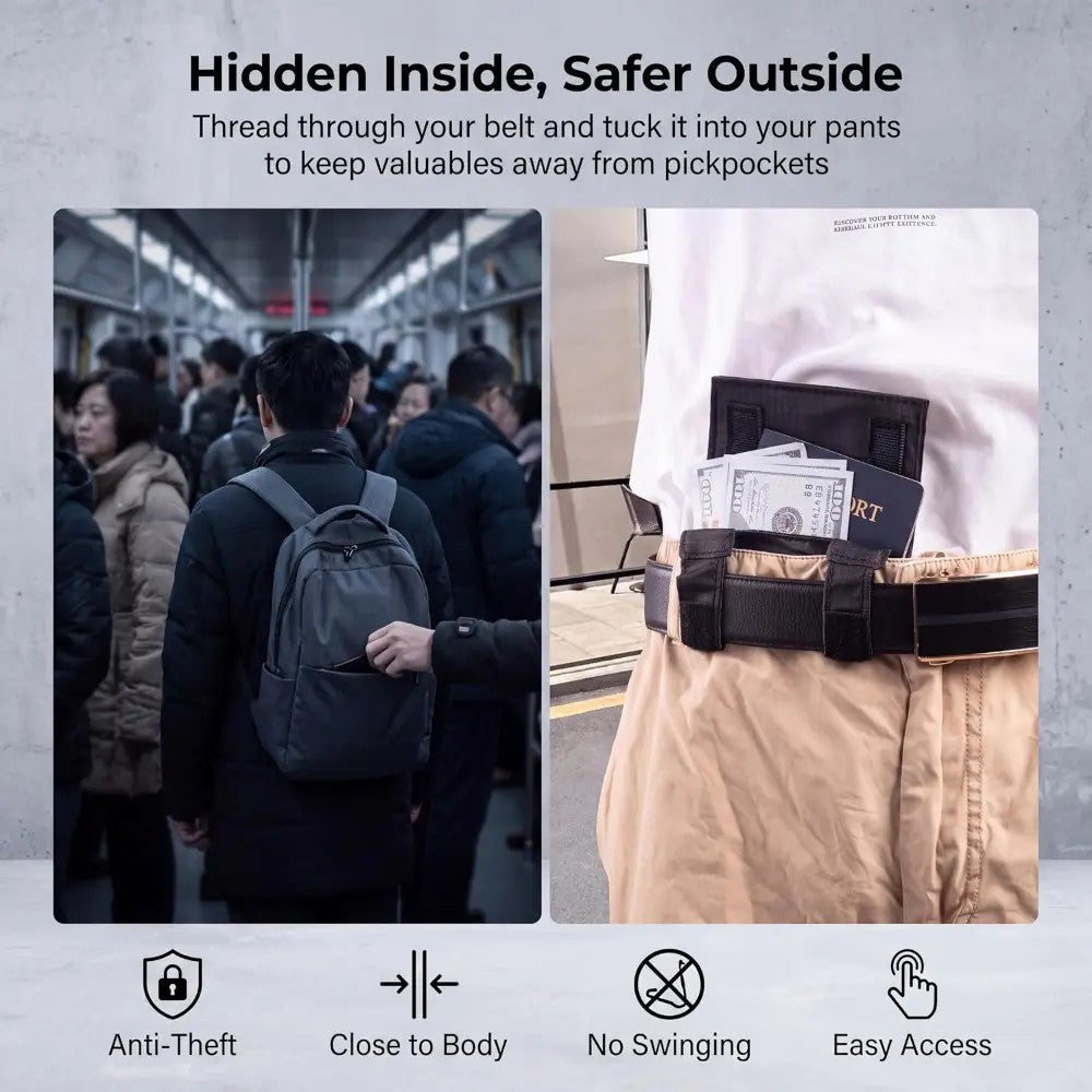 Anti-Theft Passport Pouch, Multifunctional Phone and ID Waist Pouch💳