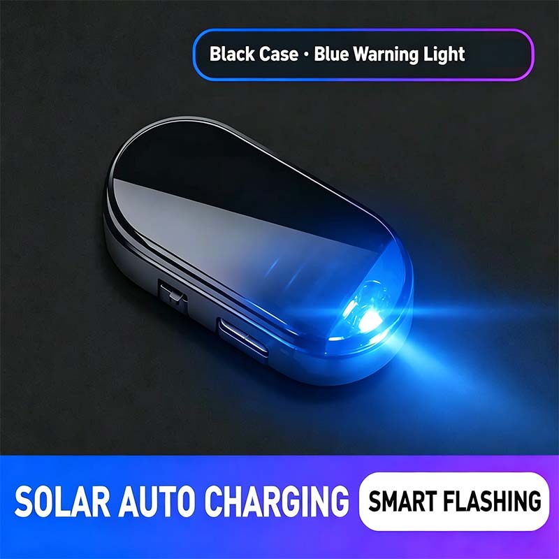2PCS Solar Powered Fake Car Alarm Light, Auto Light Sensor LED Simulated Security Warning Light🚨