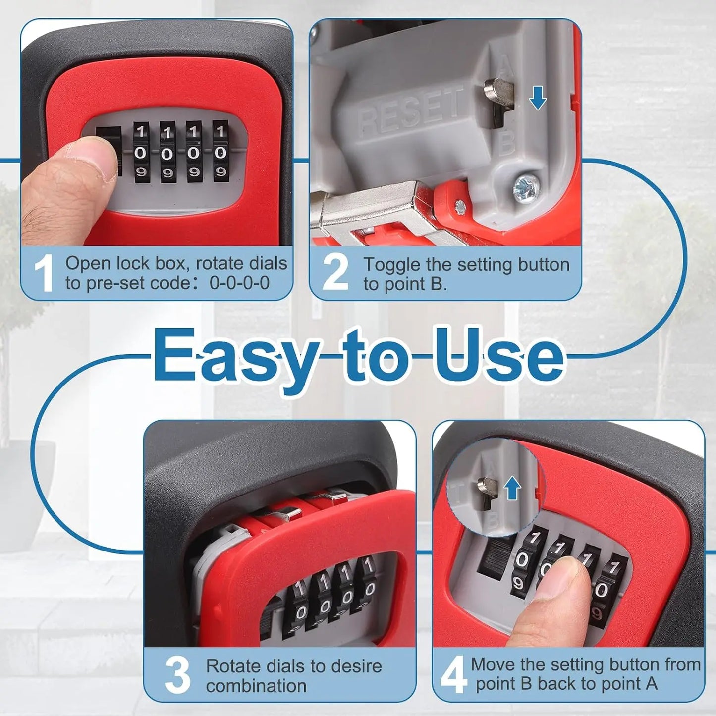 Wall Mount Key Lock Box - 4 Digit Combination Lockbox for Keys Safe Security🔑