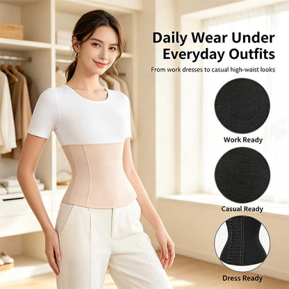 Women's Solid Color Hook & Eye Closure Waist Trainer, Adjustable Tummy Control Shaper🧘‍♀️