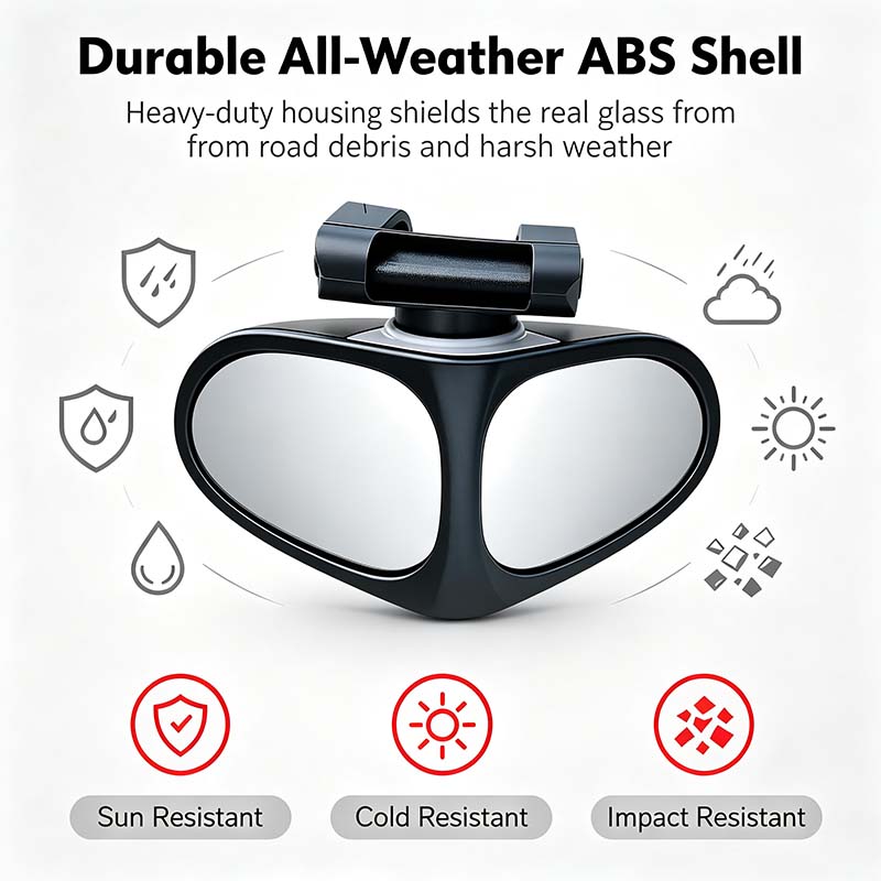 360° Rotatable Car Blind Spot Mirror Dual‑Lens Real Glass ABS Housing Adhesive🚗