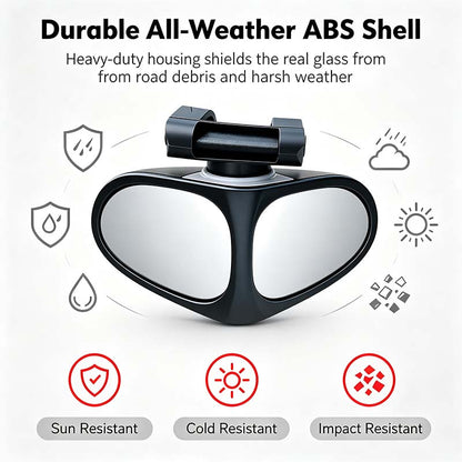 360° Rotatable Car Blind Spot Mirror Dual‑Lens Real Glass ABS Housing Adhesive🚗