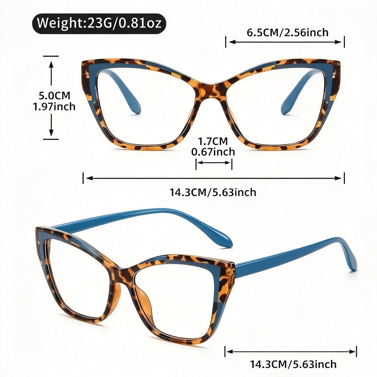 Women's Elegant Cat-Eye Metal Frame Reading Glasses - Plain Color-Blocked 👓
