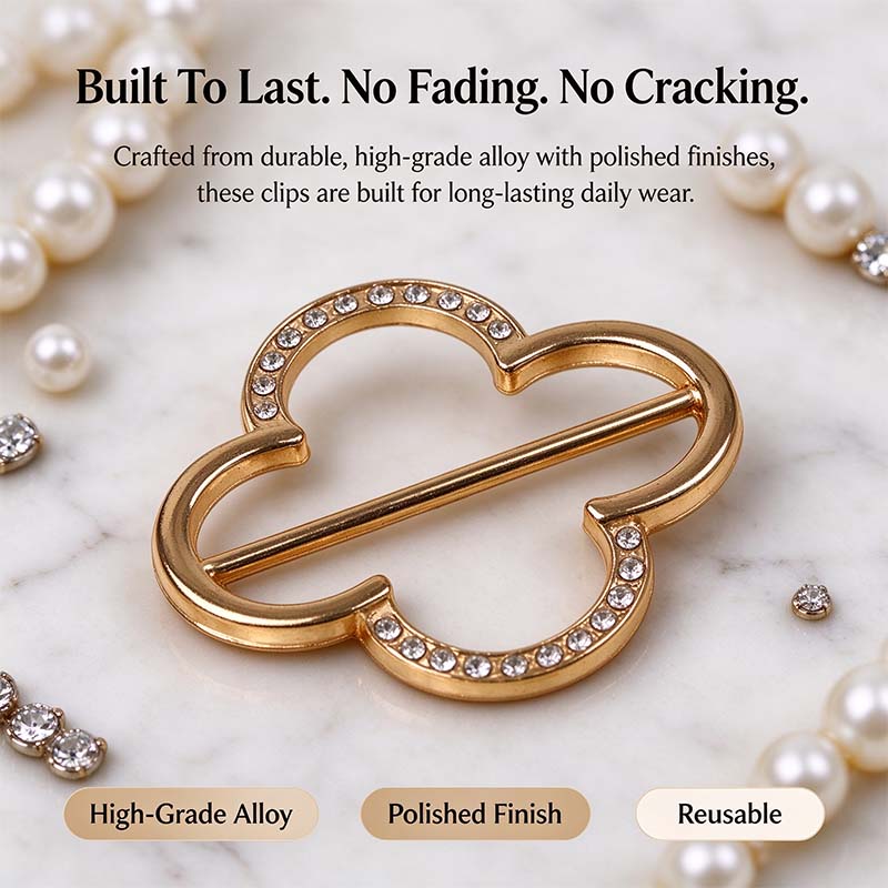 4 Counts Women's Fashion Metal Shirt Clips, Shape-Including Round and Heart Designs 👔