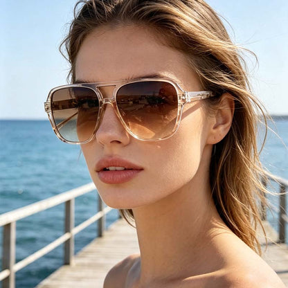 Women's Polarized Sunglasses Set - Y2K Unisex Double Bridge Aviator🕶️