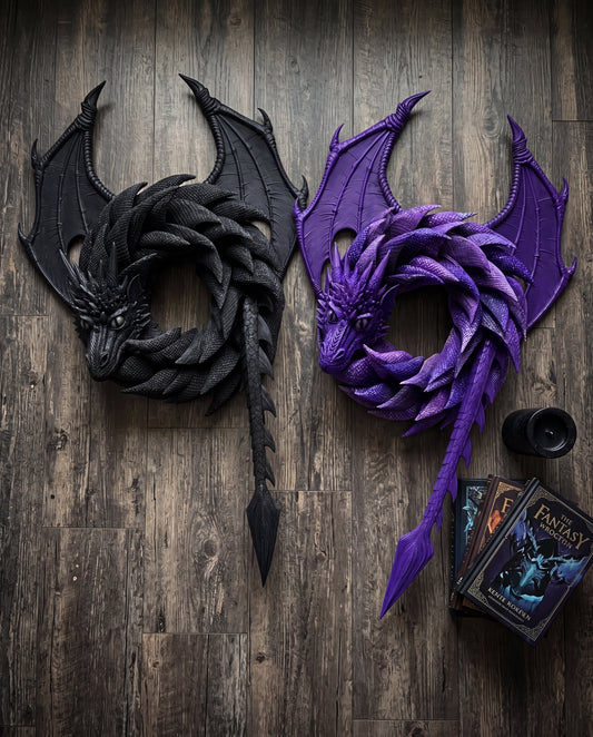 Handmade 3D Coiled Dragon Wreath | Unique Front Door Fantasy Decor🐉