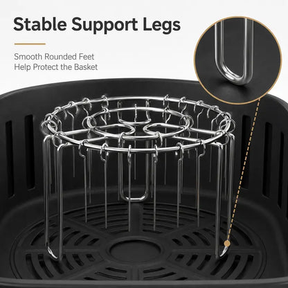 Air Fryer Skewer Rack, Round Grill with Stainless Steel, Flat Edges👨‍🍳