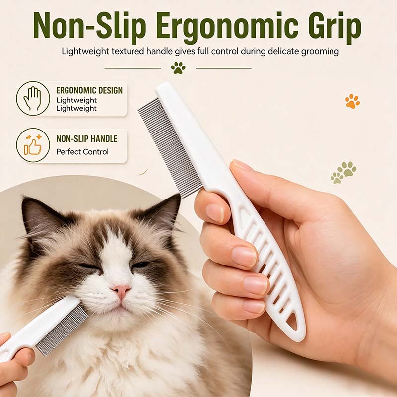 2PCS Pet Face Comb Set for Cats & Dogs, Fine Tooth Stainless Steel Grooming Comb🐾
