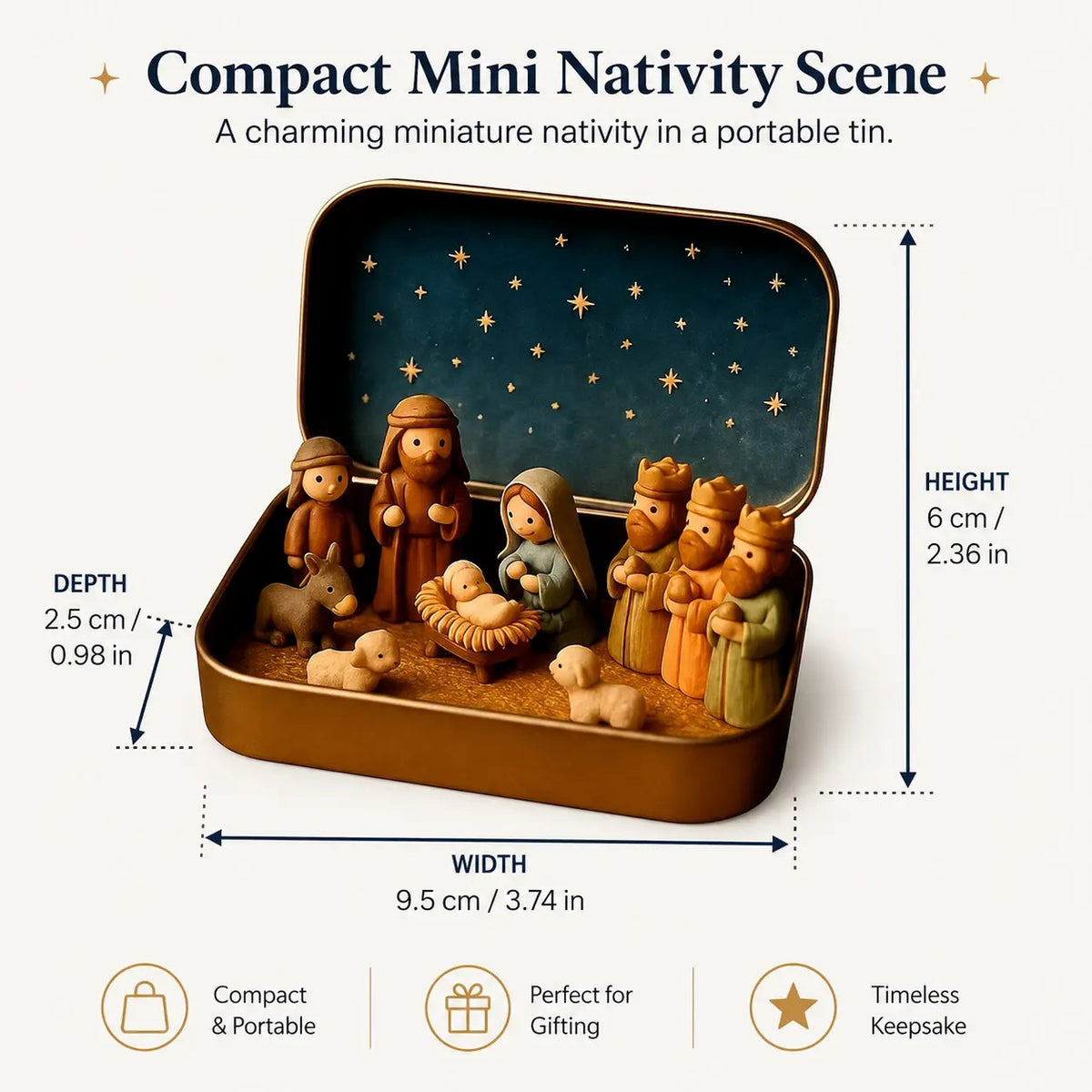 Religious Pocket-Size Mini Nativity Scene Set with Storage Box🎁