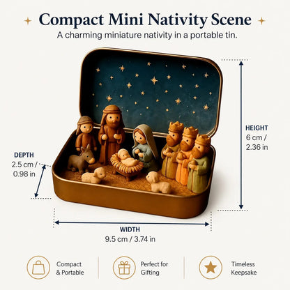 Religious Pocket-Size Mini Nativity Scene Set with Storage Box🎁