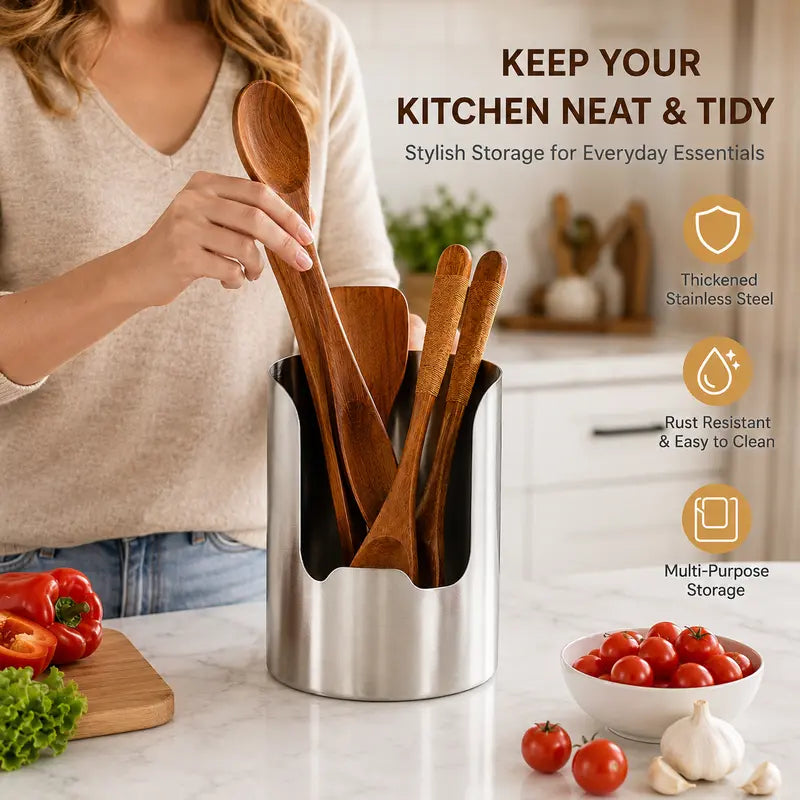 1 Count, Thickened Stainless Steel Utensil Organizer🥄🏠