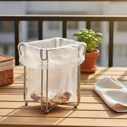 Easy to Disposal, Just Hook the Trash Bag, Foldable 304 Stainless Steel Trash Bag Holder🗑️