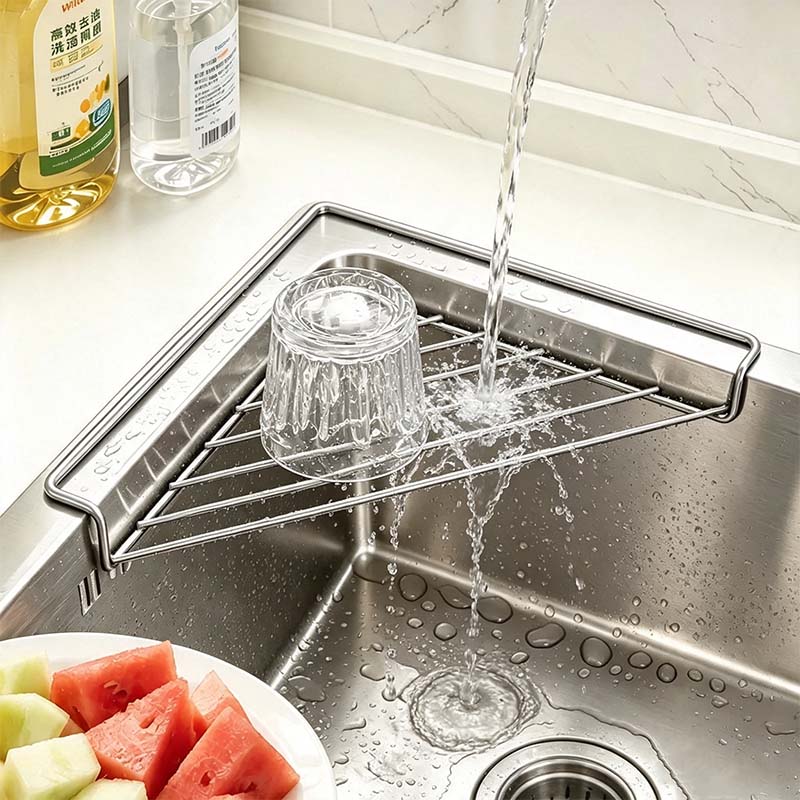 2PCS Stainless Steel Corner Sink Shelf with Triangular Open Wire Rack Design🍳