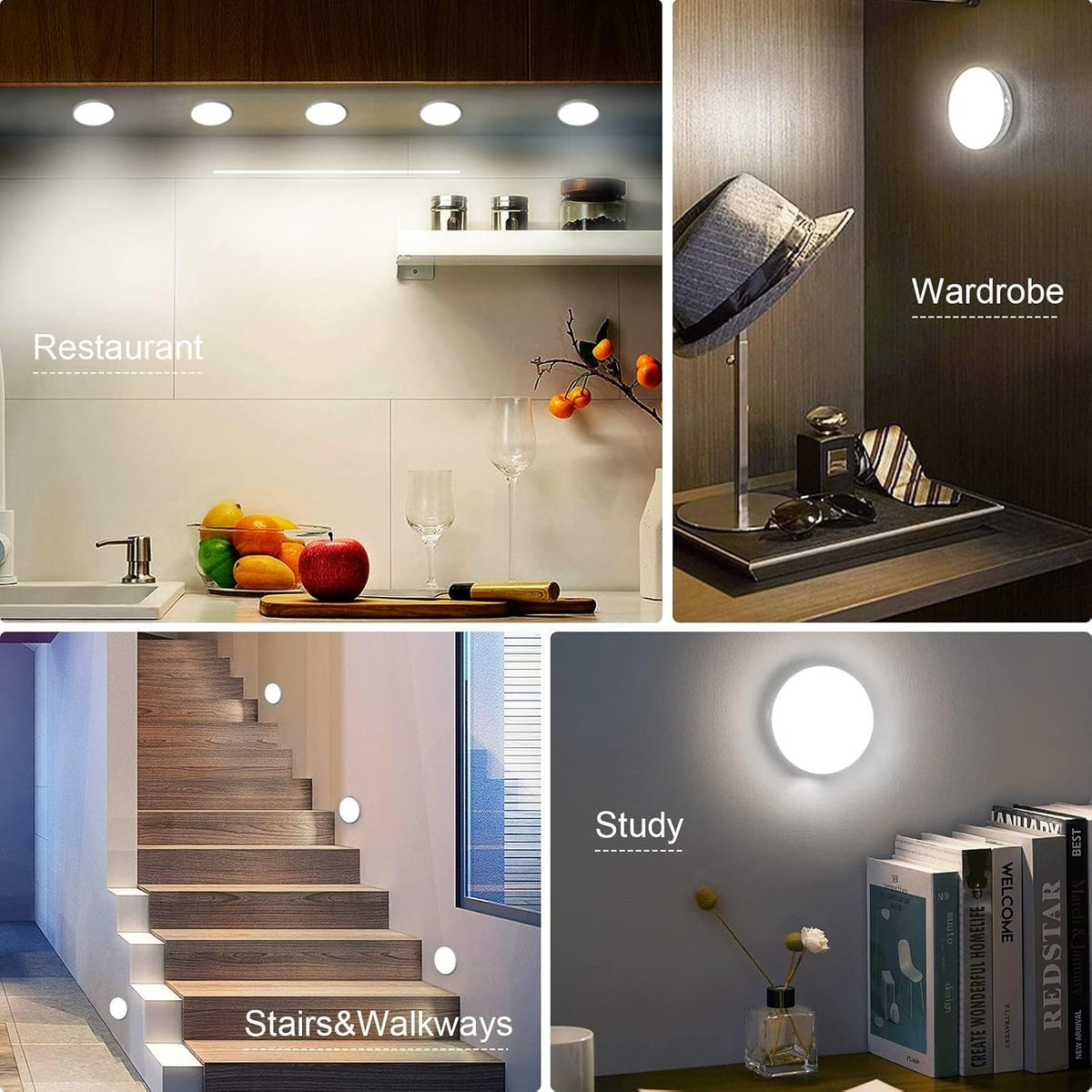 6 Pcs Motion Sensor Light Indoor, Night Light(3000K Warm Yellow 6 Pack) 🌙