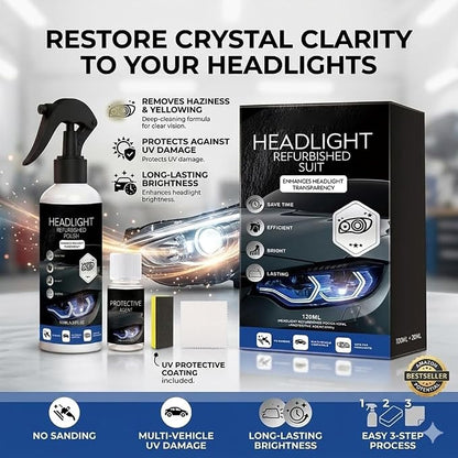 Automotive Headlight Restoration Kit: Fast & Easy Car Headlight Cleaner for Oxidized🚗