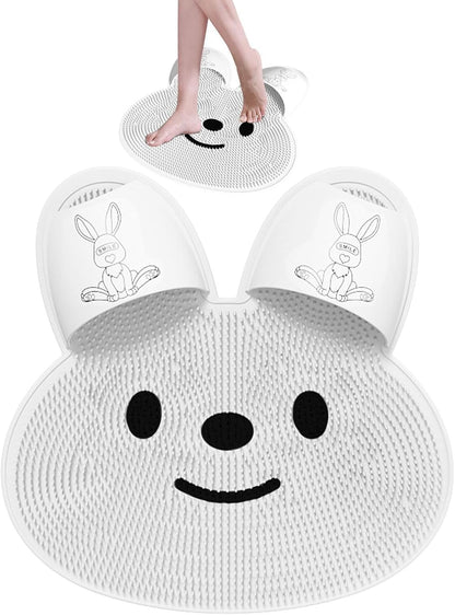 Upgrade Shower Foot Scrubber Mat with Non‑Slip Suction Cups, Rabbit‑Shaped Silicone Foot Scrubber in Shower 🐰