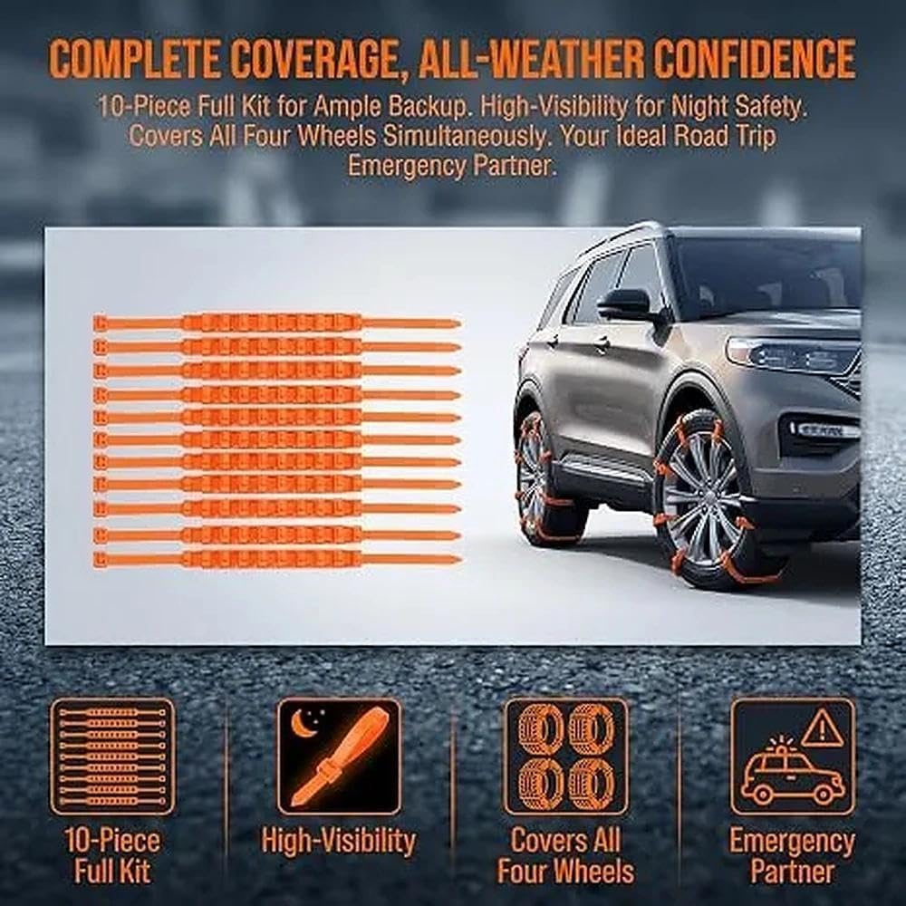 10 Pcs Winter Car Snow Chains Universal Anti-Skid Tire Chain ❄️