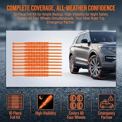 10 Pcs Winter Car Snow Chains Universal Anti-Skid Tire Chain ❄️