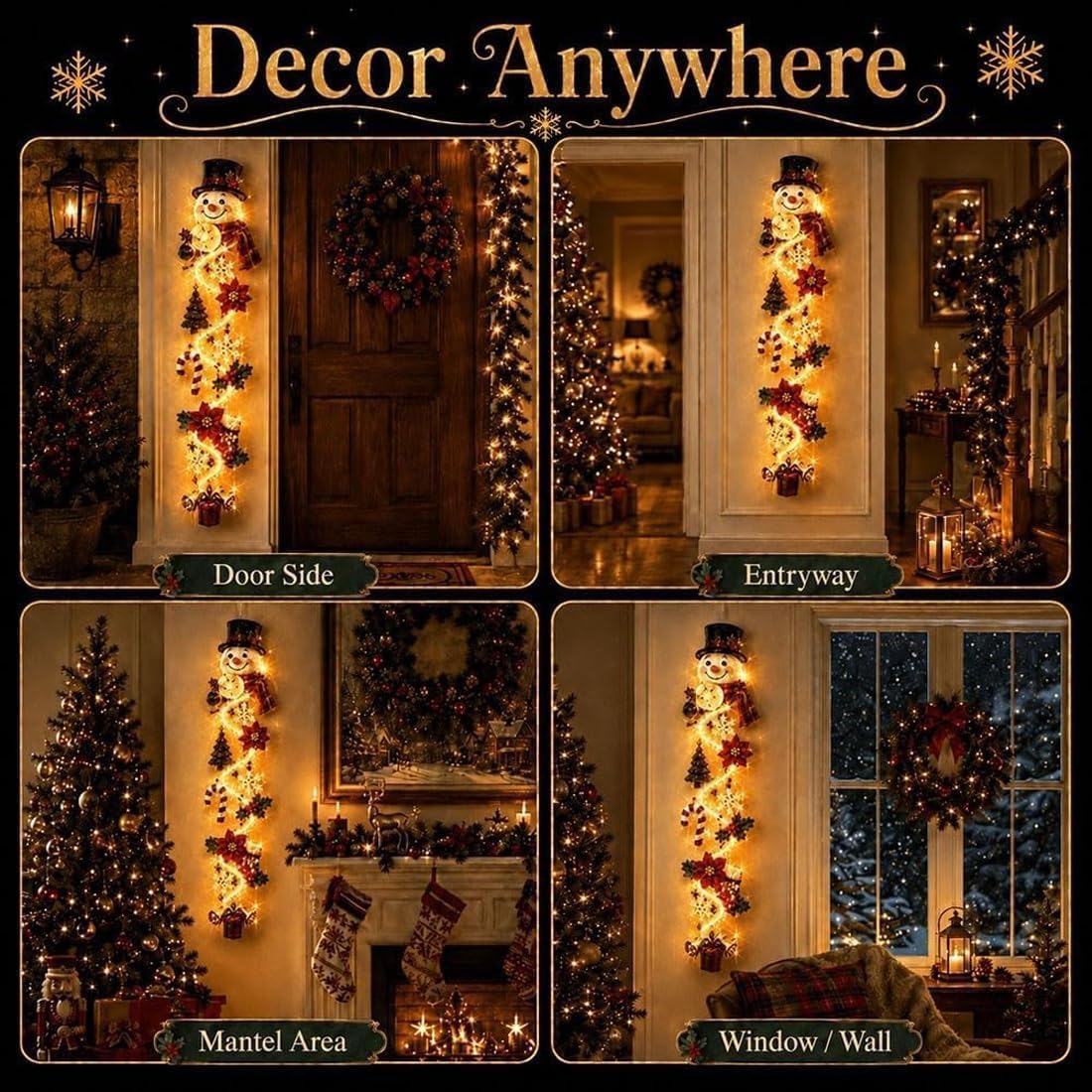 Glowing Christmas Door Hanger, Lighted Vertical Holiday Decor🎄
