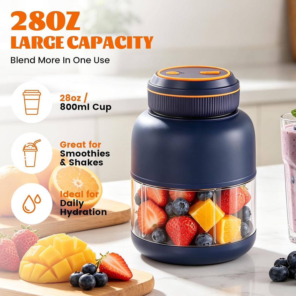 Portable Household Appliances Juicer, 1300ml Large Capacity USB Rechargeable Juice Blender Cup🍹