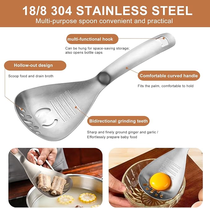 1 Count 304 Stainless Steel Multifunctional Kitchen Spoon🍳