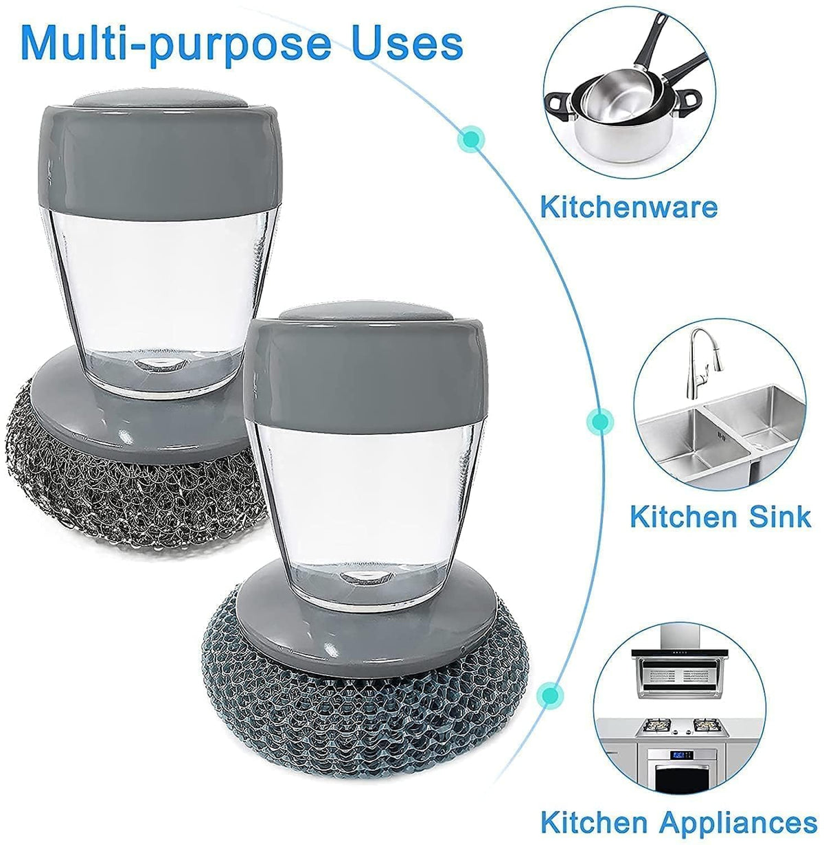 Plastic Auto-Dispense Dish Brush - Multifunctional Pot Scrubber with Lazy Button Design🧼