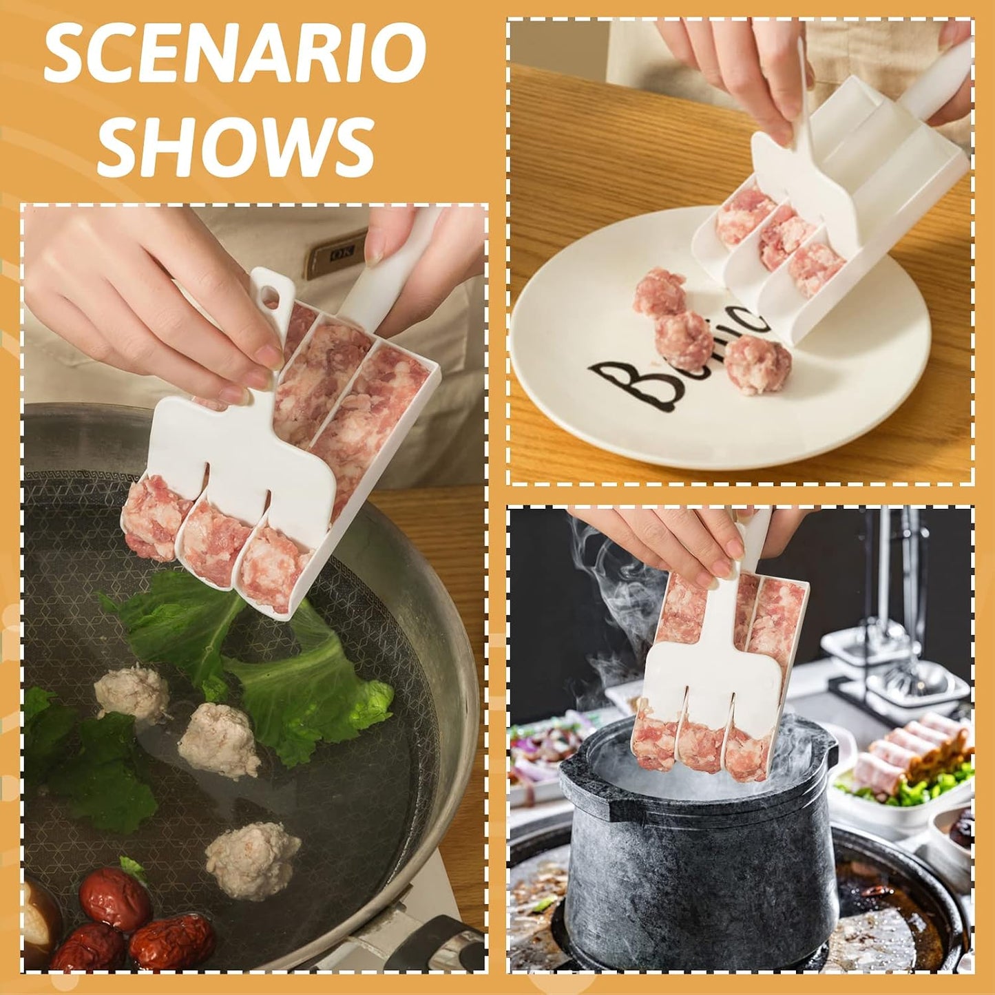 Creative Kitchen Triple Meatball Maker, Meatball Shaper Kitchen Triple Meat Tenderiser Meat Baller🥣