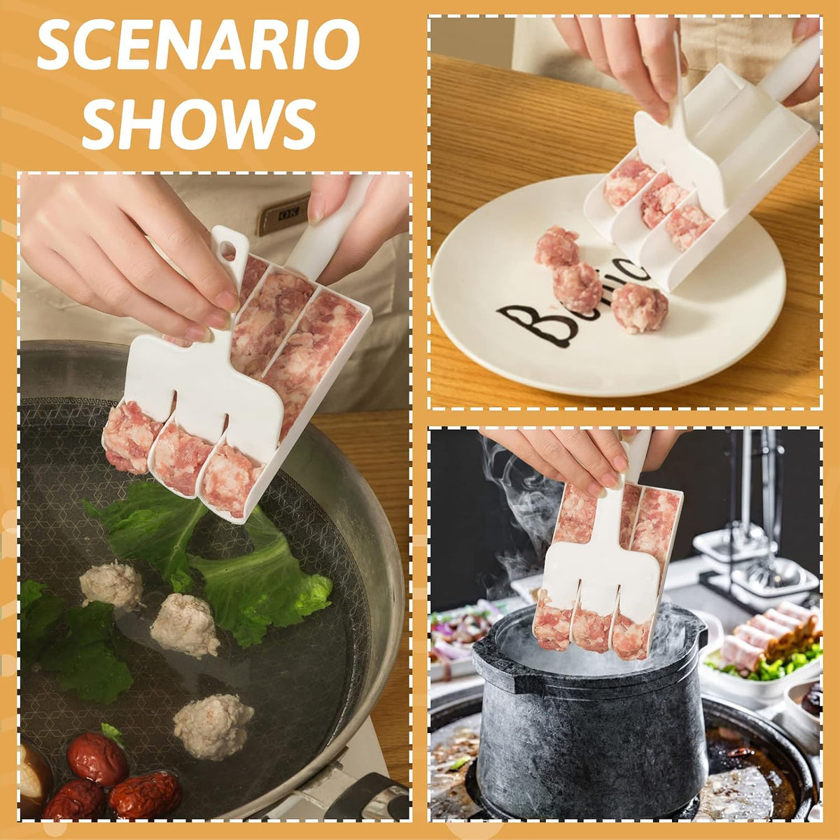 Creative Kitchen Triple Meatball Maker, Meatball Shaper Kitchen Triple Meat Tenderiser Meat Baller🥣