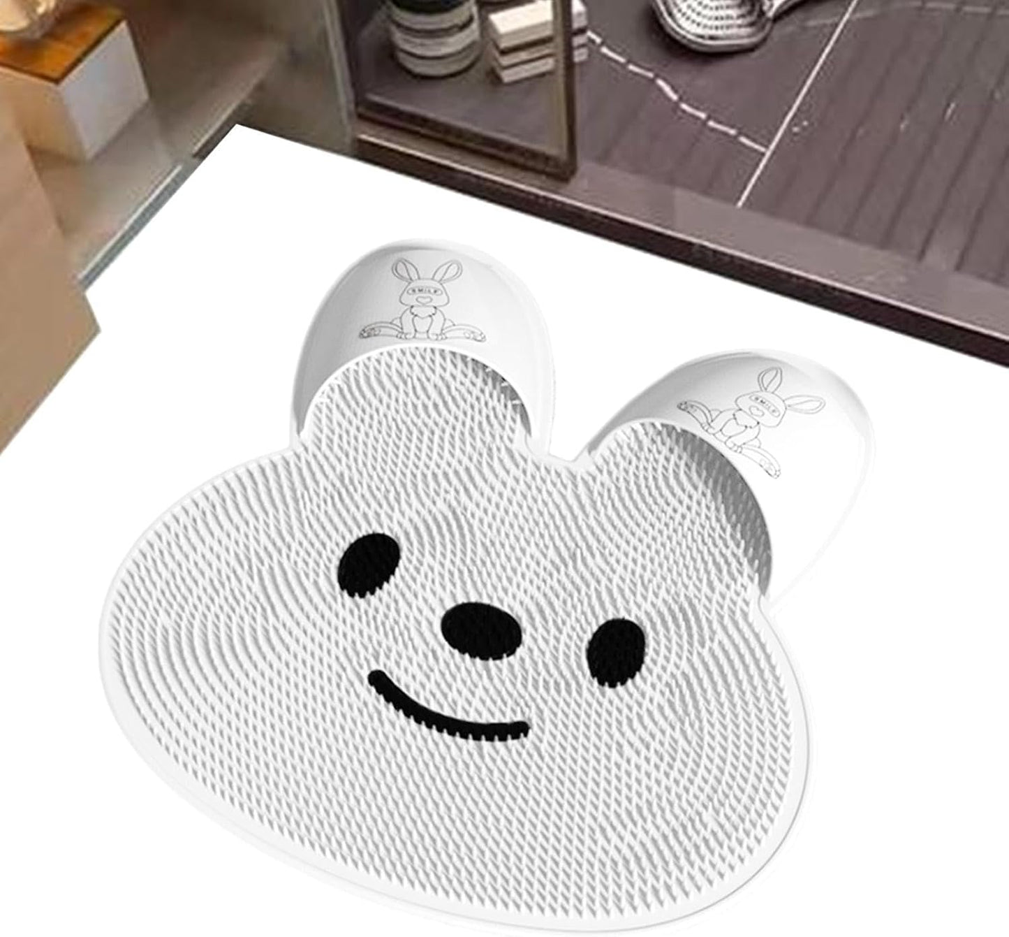 Upgrade Shower Foot Scrubber Mat with Non‑Slip Suction Cups, Rabbit‑Shaped Silicone Foot Scrubber in Shower 🐰