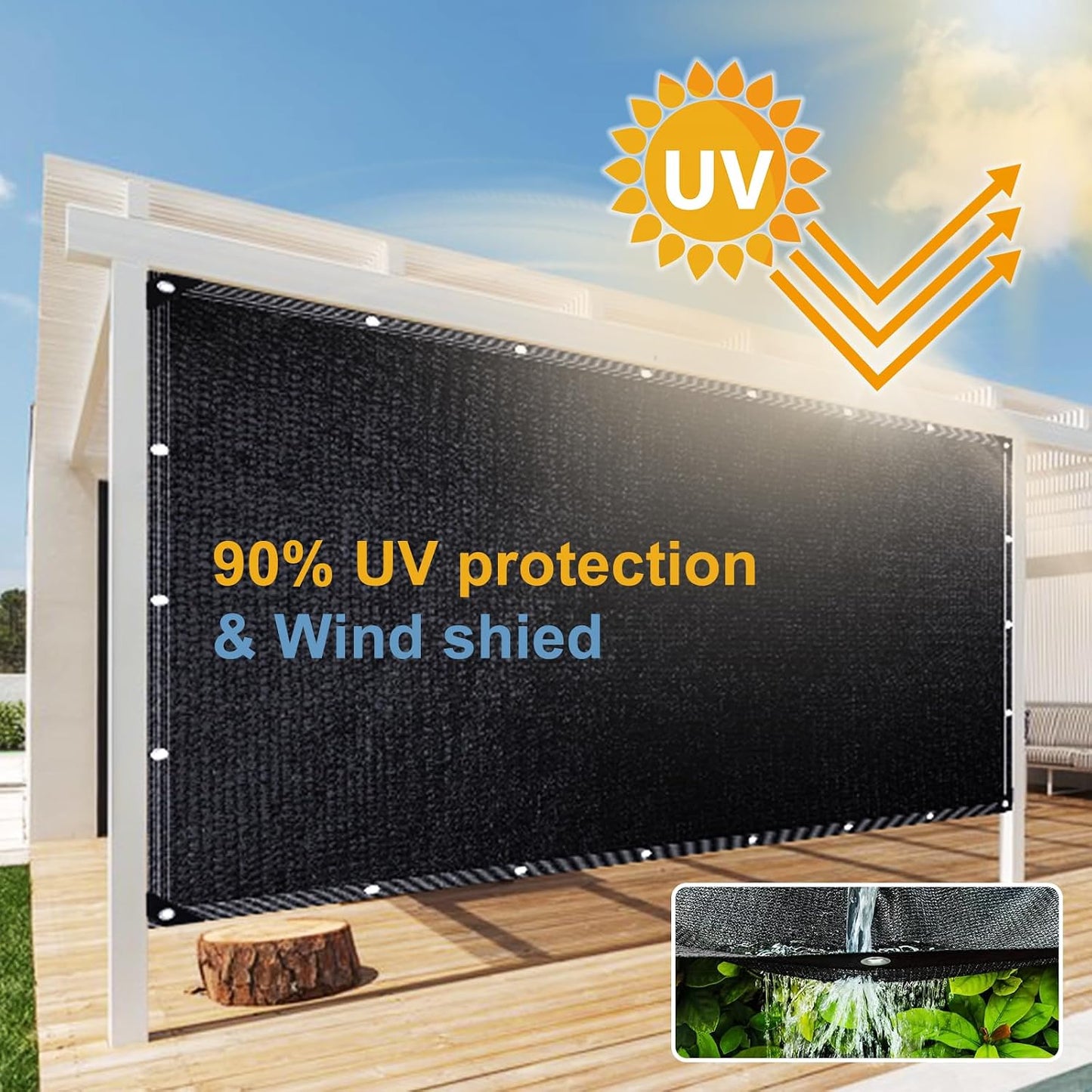 90% UV Block Privacy Sun Shade Cloth for Patio Garden Carport🌞