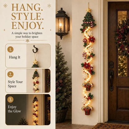 Glowing Christmas Door Hanger, Lighted Vertical Holiday Decor🎄