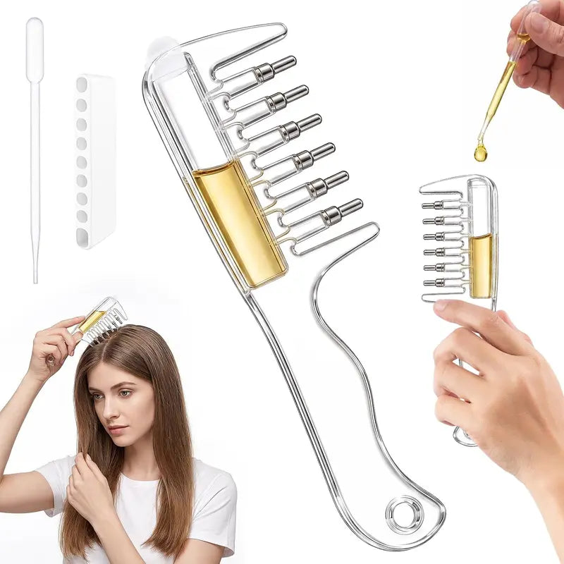 Scalp Oil Applicator Comb, Refillable Hair Treatment Bottle with Massage Comb 💆‍♀️