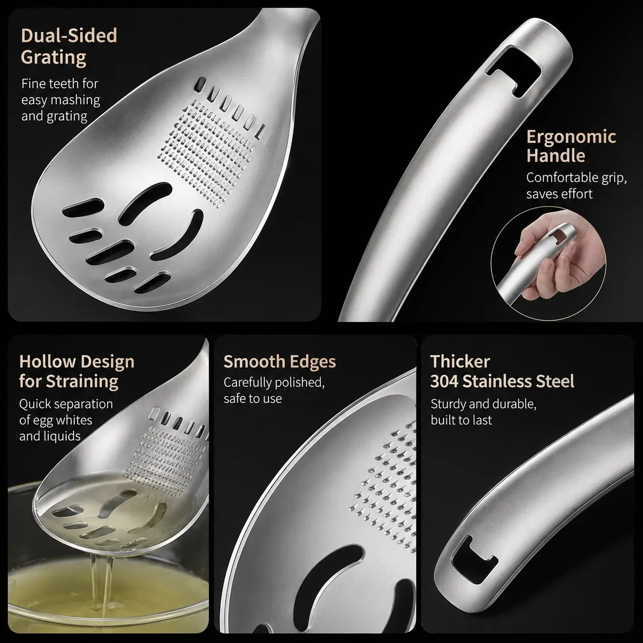 1 Count 304 Stainless Steel Multifunctional Kitchen Spoon🍳