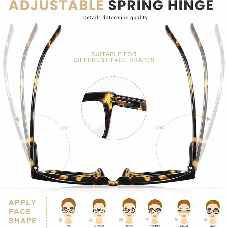 Lightweight Tortoiseshell Square Reading Glasses for Women & Men - Blue Light Blocking👓✨
