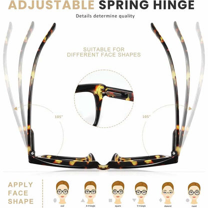 Lightweight Tortoiseshell Square Reading Glasses for Women & Men - Blue Light Blocking👓✨