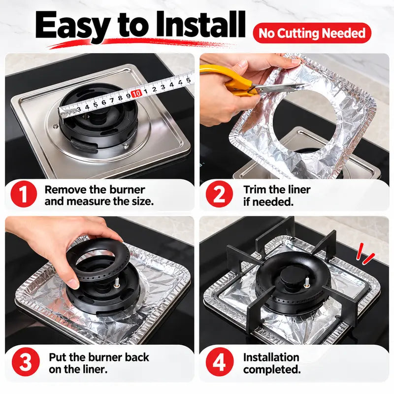 10 Pcs Disposable Stove Burner Protector, Aluminum Foil Stove Burner Protector 🍳