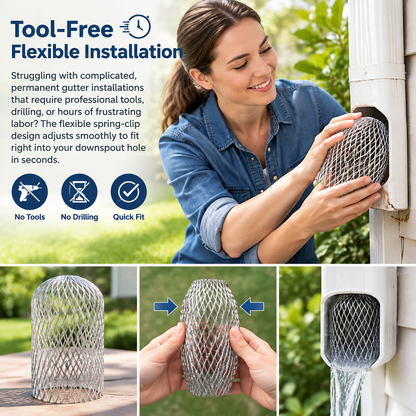 2PCS Aluminum Alloy Gutter Guard Filter , Roof Rain Gutter Downspout Strainer🍂