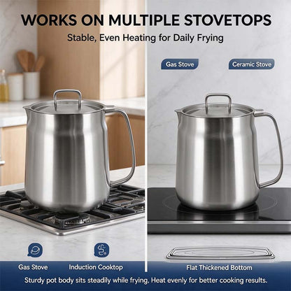 304 Stainless Steel Deep Fryer Pot Set - Durable, Compact Household Kitchen Supplies 🥘
