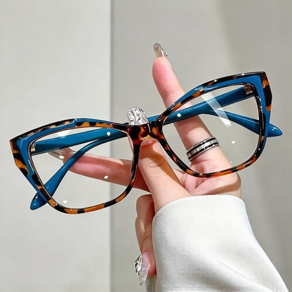 Women's Elegant Cat-Eye Metal Frame Reading Glasses - Plain Color-Blocked 👓