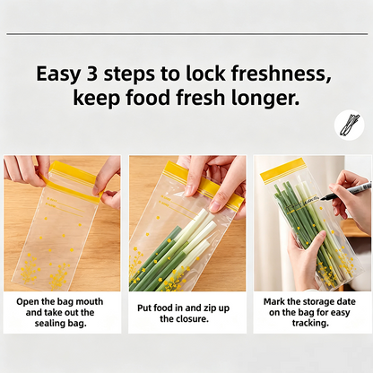 15PCS/Set Thick Double Seal Food Storage Bags, Reusable Self-Sealing Pouches🍎