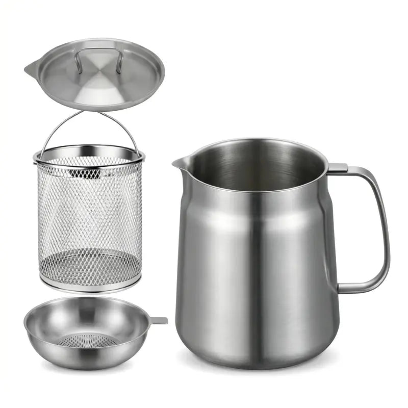 304 Stainless Steel Deep Fryer Pot Set - Durable, Compact Household Kitchen Supplies 🥘