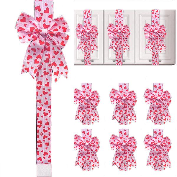 6 Pcs Red Christmas Cabinet Ribbons Bows for Kitchen Large Christmas Door Ribbon Cabinet Bows Locker 🎀🎄
