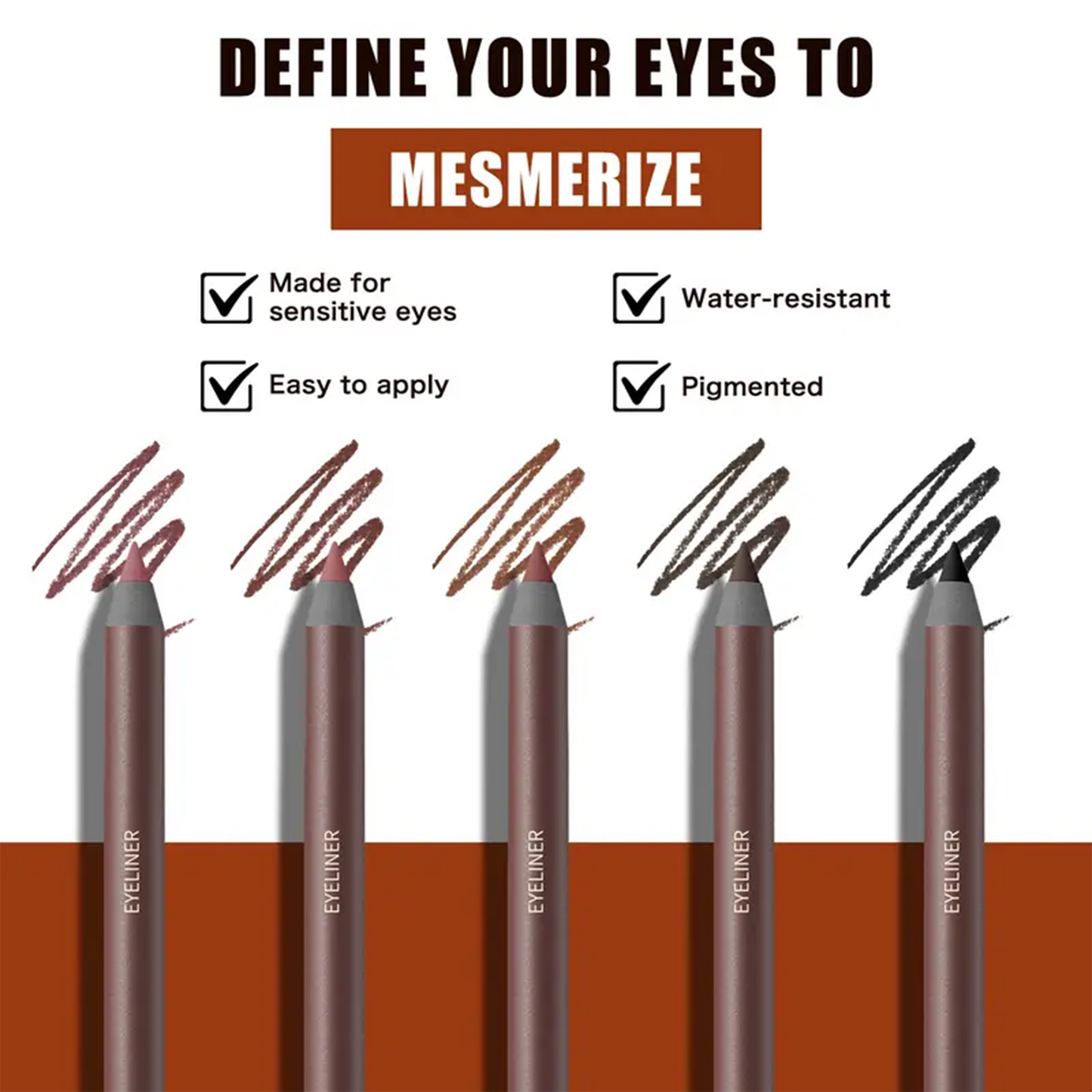 24HR Waterproof Eyeliner Pencil, Smudge-Proof Long-Lasting Eye Liner ✏️