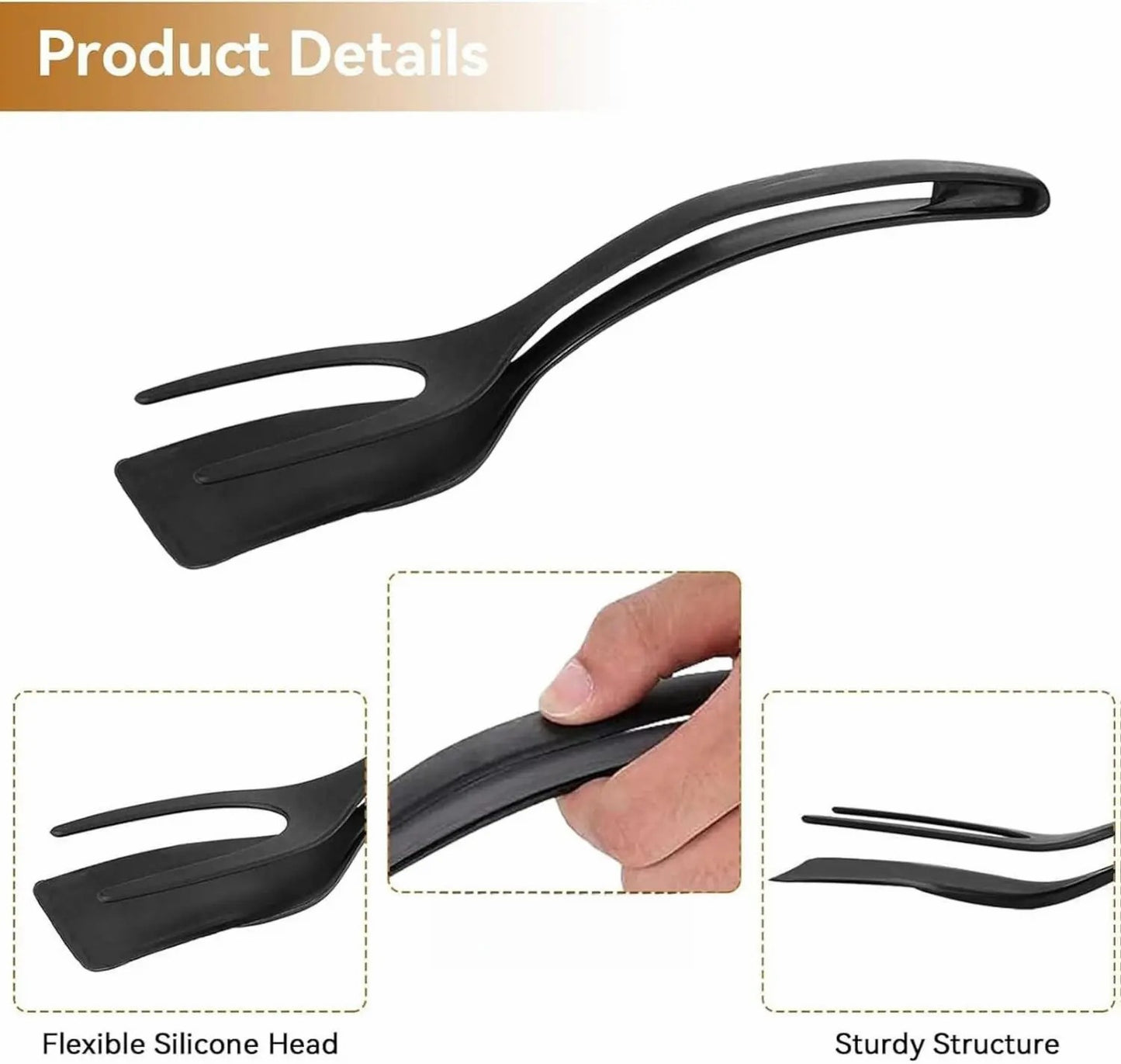 Grip & Flip Spatula Tongs - Sturdy, Durable Non-Stick Egg Flipper & Food Turner🥢
