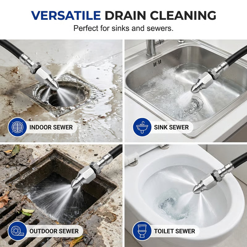 Washer Sewer Jetter Nozzle with Stainless Steel, Mini Compact Durable Sewer Jet Nozzle💧