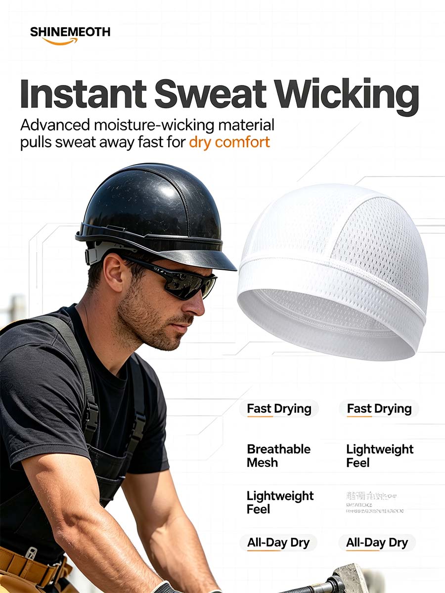 Full Mesh Cooling Helmet Liner Skull Cap - Ultra Breathable Sweat Wicking Hat for Hard Hats🧢